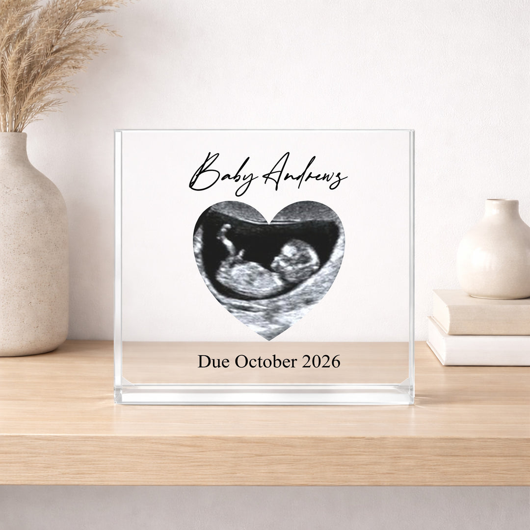 Personalised Heart Baby Scan Photo Acrylic Plaque