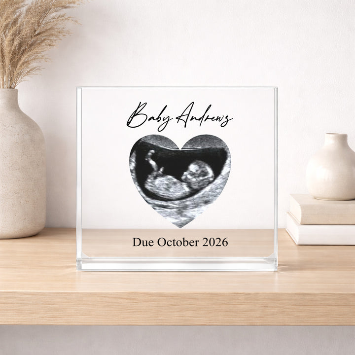 Personalised Heart Baby Scan Photo Acrylic Plaque