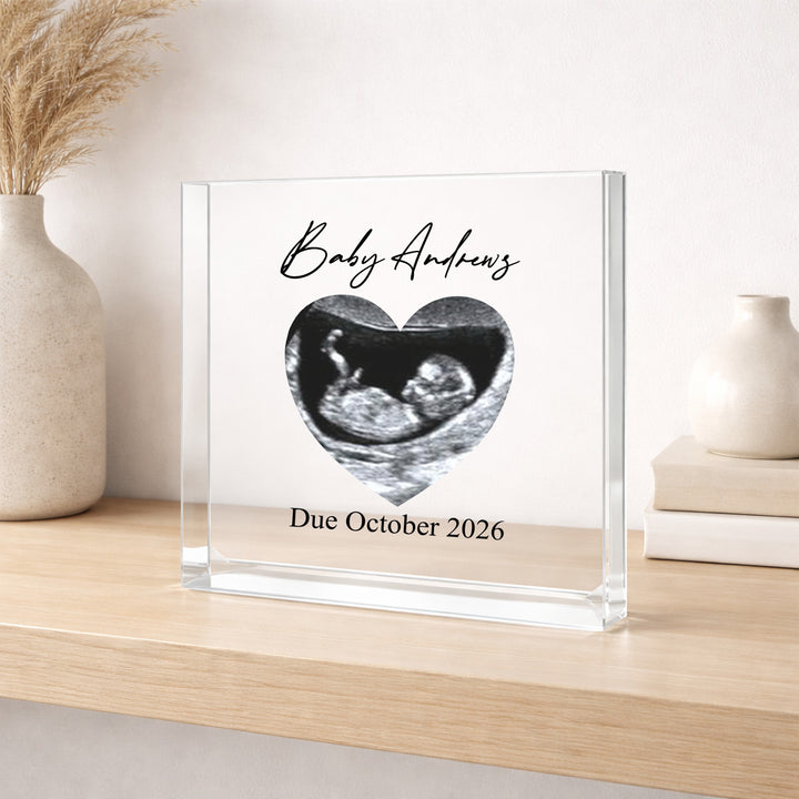 Personalised Heart Baby Scan Photo Acrylic Plaque