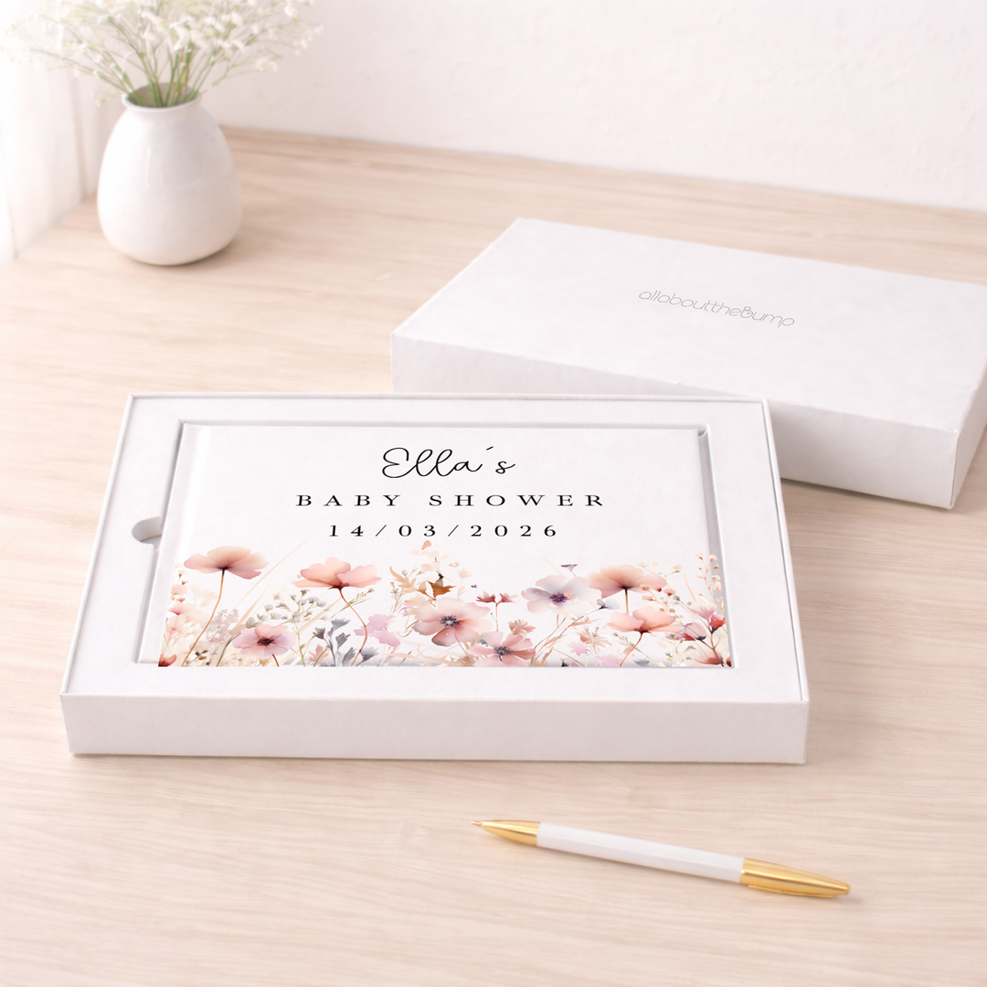 Personalised Pink Flowers Baby Shower Guest Book