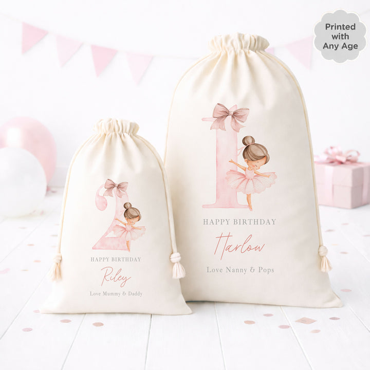 Personalised Pink Ballerina Birthday Gift Sack