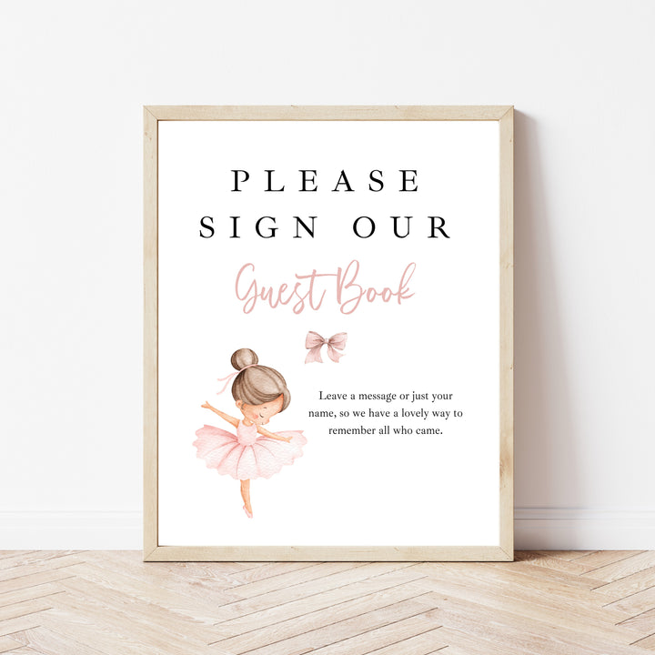 Personalised Pink Ballerina First Birthday Guest Book