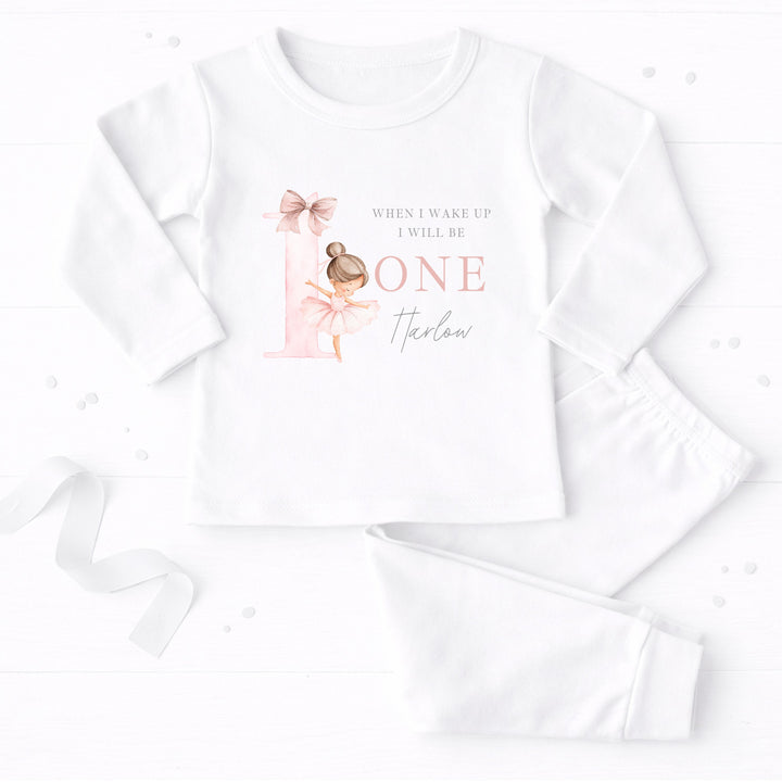 Personalised Girls Pink Ballerina First Birthday Pyjamas