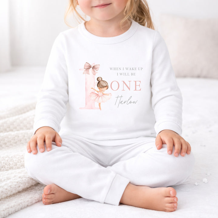 Personalised Girls Pink Ballerina First Birthday Pyjamas