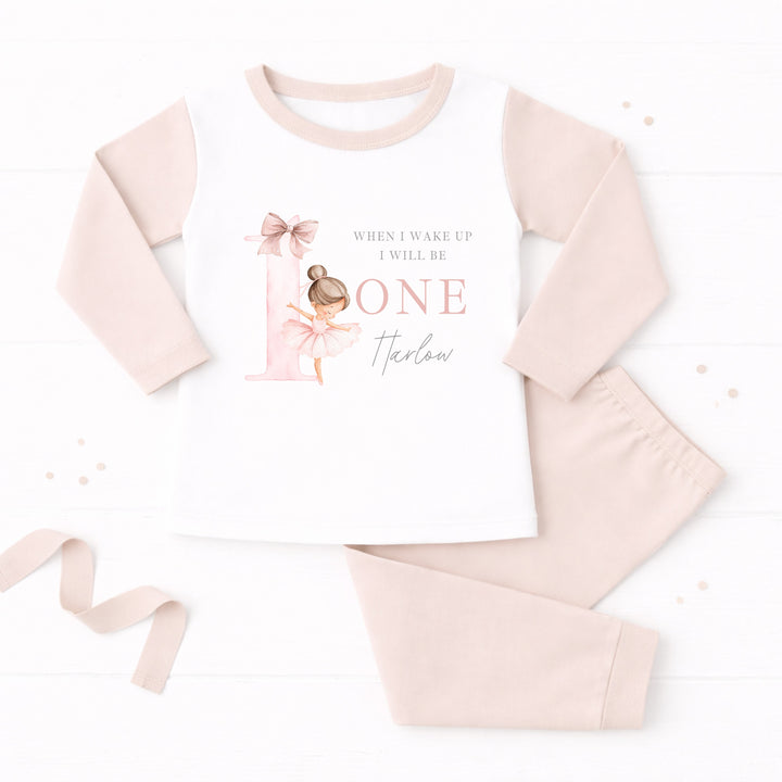 Personalised Girls Pink Ballerina First Birthday Pyjamas