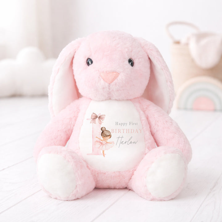 Personalised Pink Ballerina First Birthday Teddy