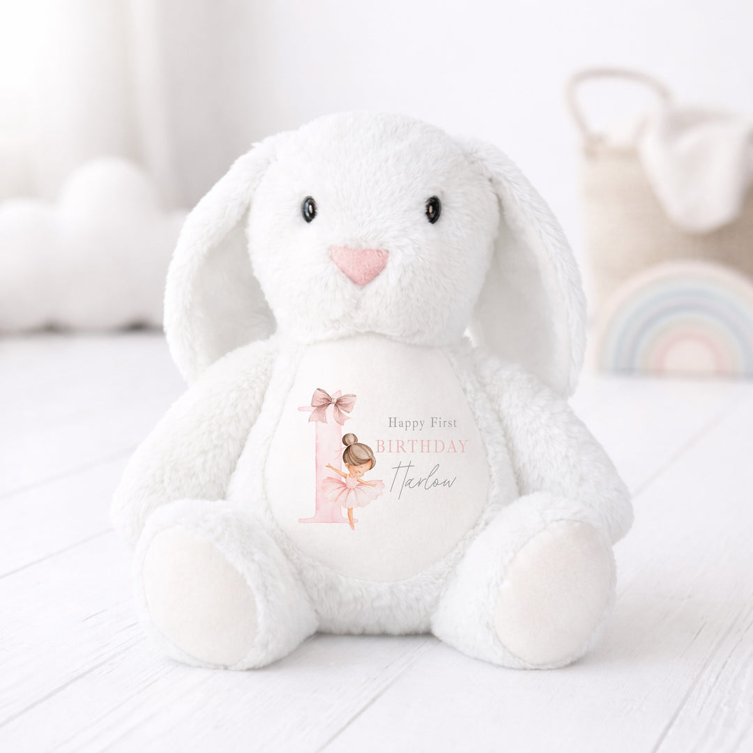 Personalised Pink Ballerina First Birthday Teddy