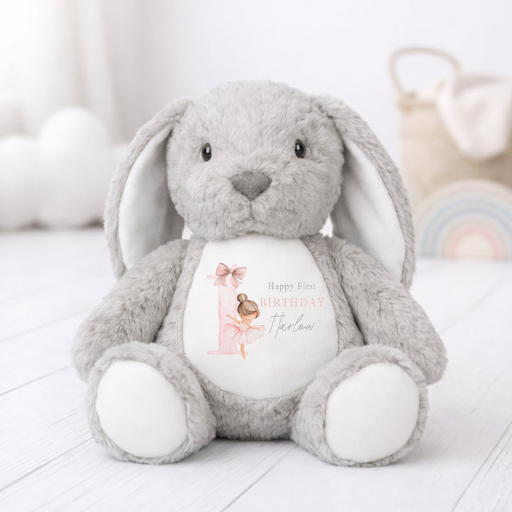 Personalised Pink Ballerina First Birthday Teddy