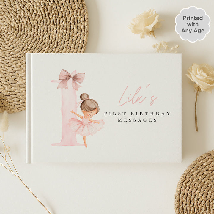 Personalised Pink Ballerina Any Age Birthday Guest Book
