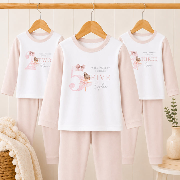 Personalised Girls Pink Ballerina Any Age Birthday Pyjamas