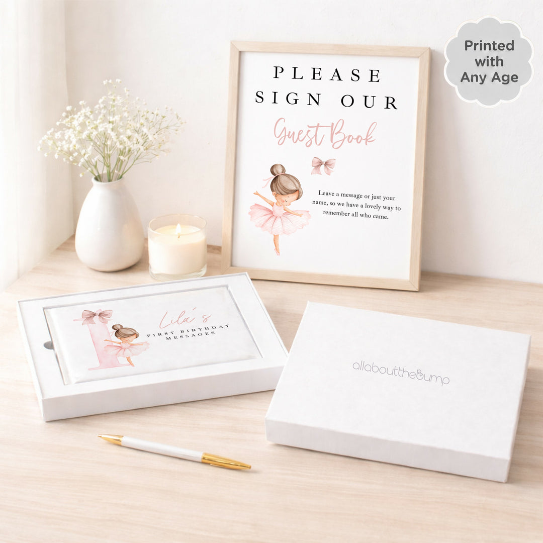 Personalised Pink Ballerina Any Age Birthday Guest Book