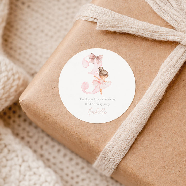 Personalised Pink Ballerina Birthday Stickers