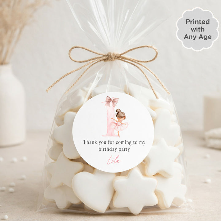 Personalised Pink Ballerina Birthday Stickers