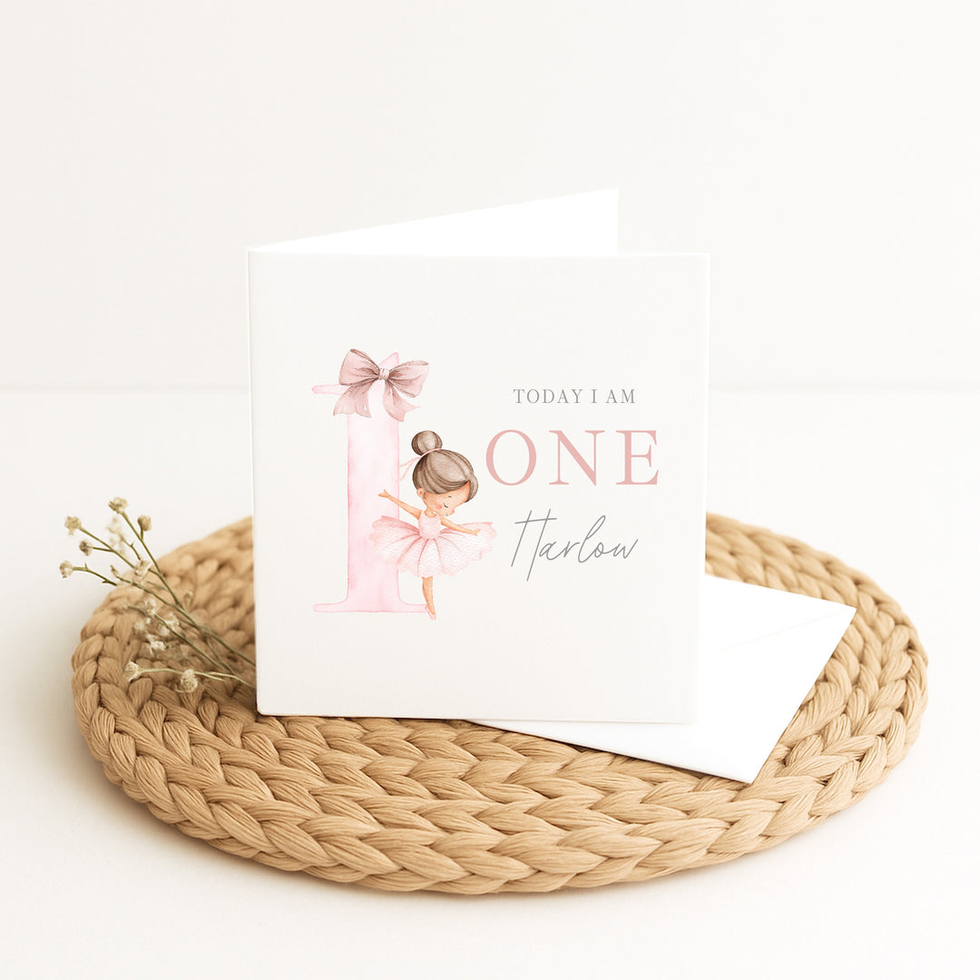 Personalised Pink Ballerina Birthday Card