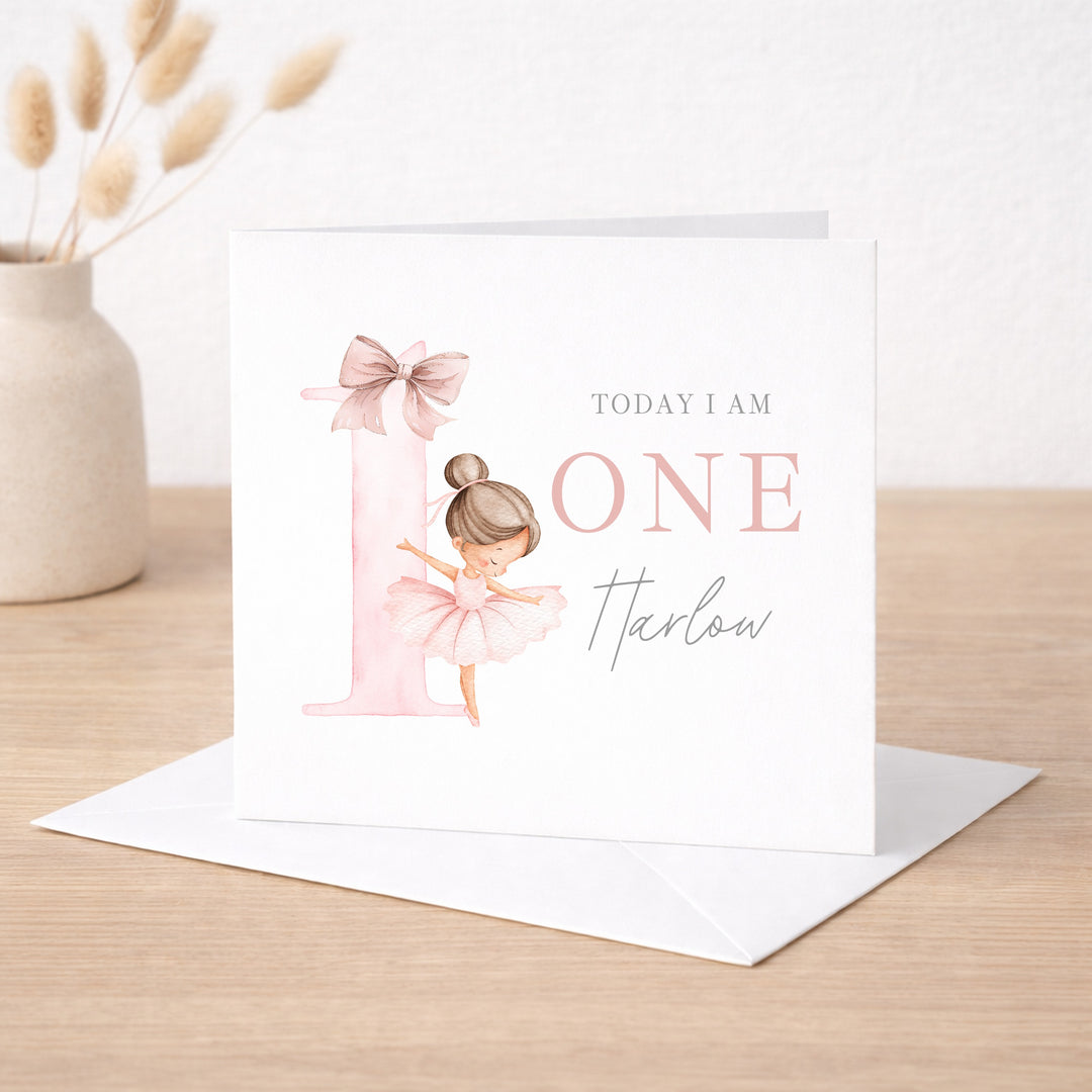 Personalised Pink Ballerina Birthday Card