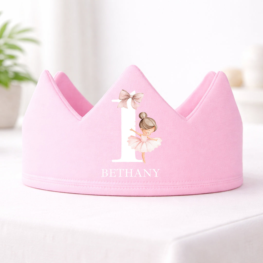 Personalised Pink Ballerina First Birthday Crown