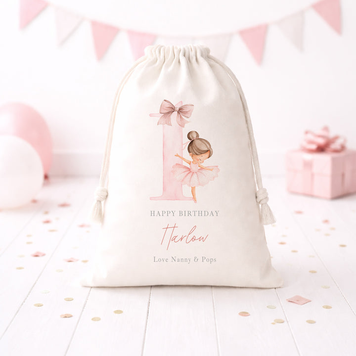 Personalised Pink Ballerina Birthday Gift Sack
