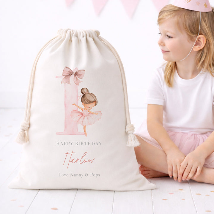 Personalised Pink Ballerina Birthday Gift Sack
