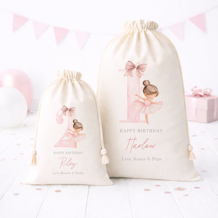Personalised Pink Ballerina Birthday Gift Sack