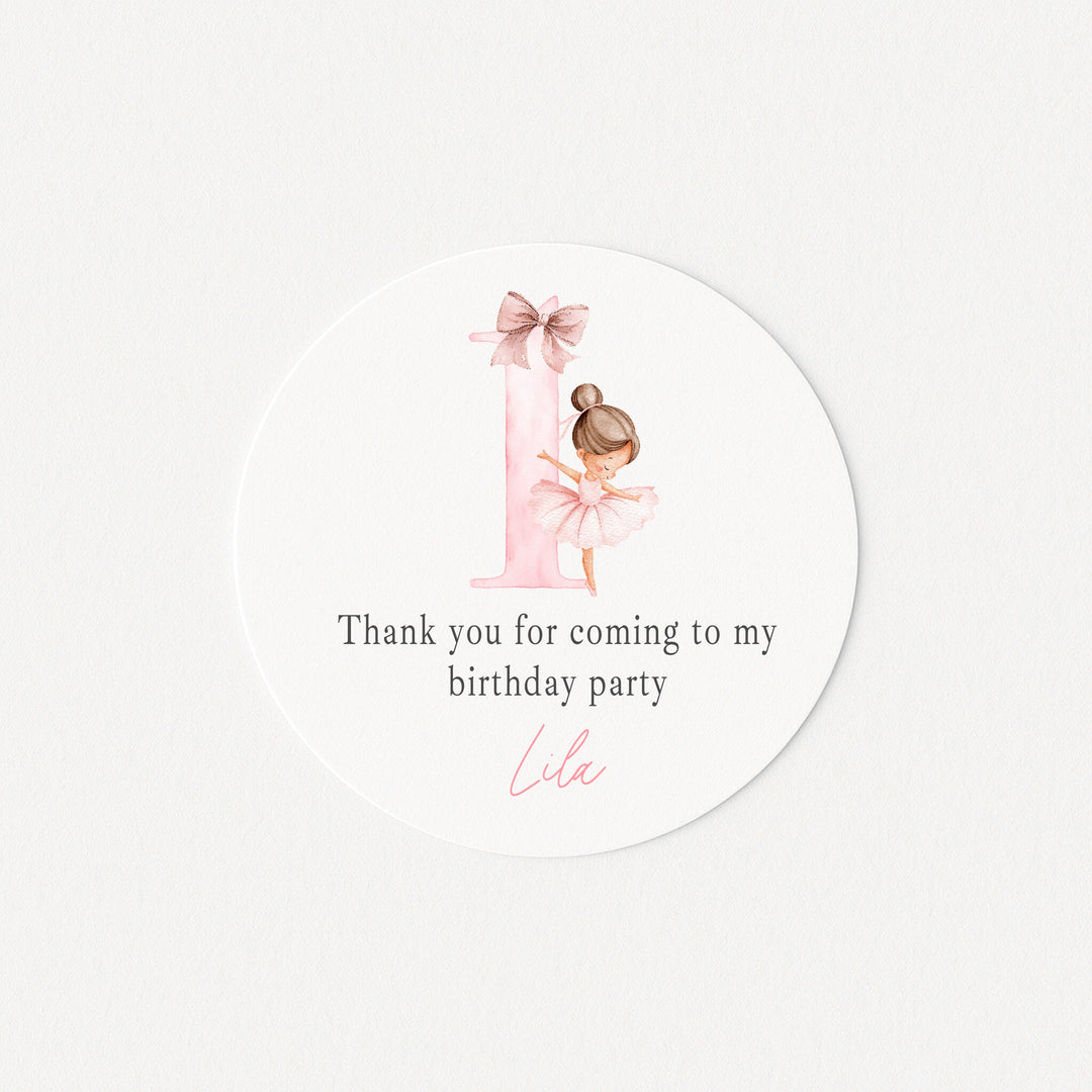 Personalised Pink Ballerina Birthday Stickers