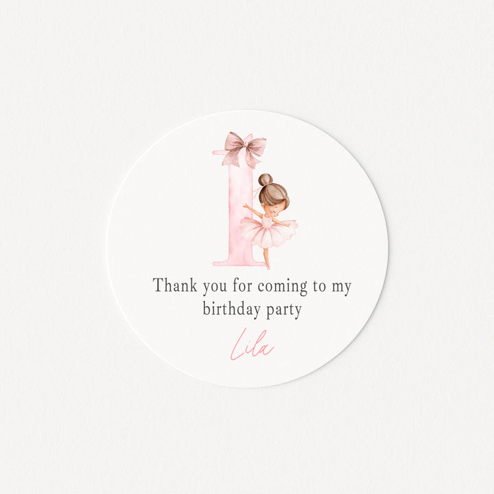 Personalised Pink Ballerina Birthday Stickers