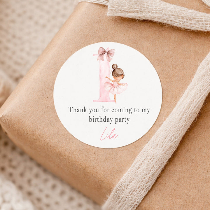 Personalised Pink Ballerina Birthday Stickers