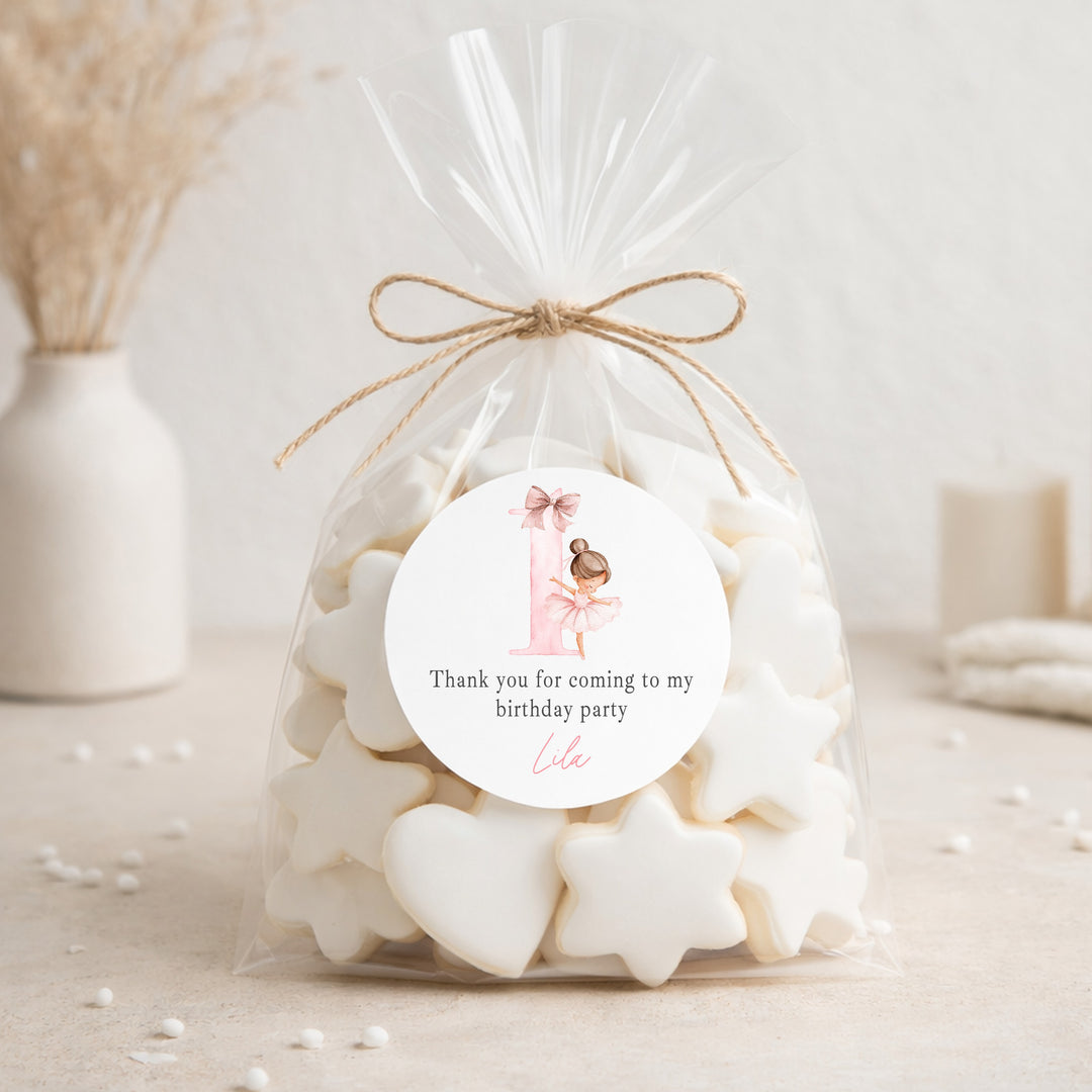 Personalised Pink Ballerina Birthday Stickers