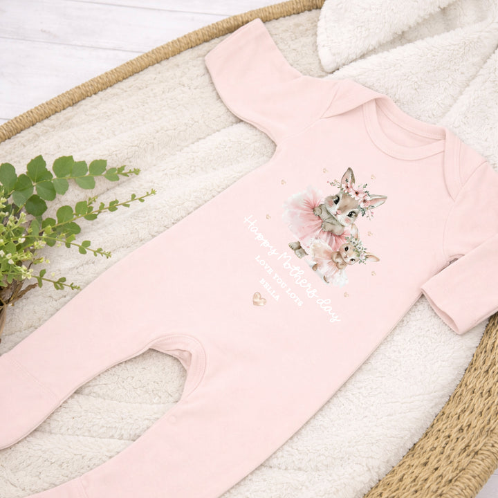 Personalised Ballerina Bunny Happy Mother's Day Baby Grow, Vest or Bib