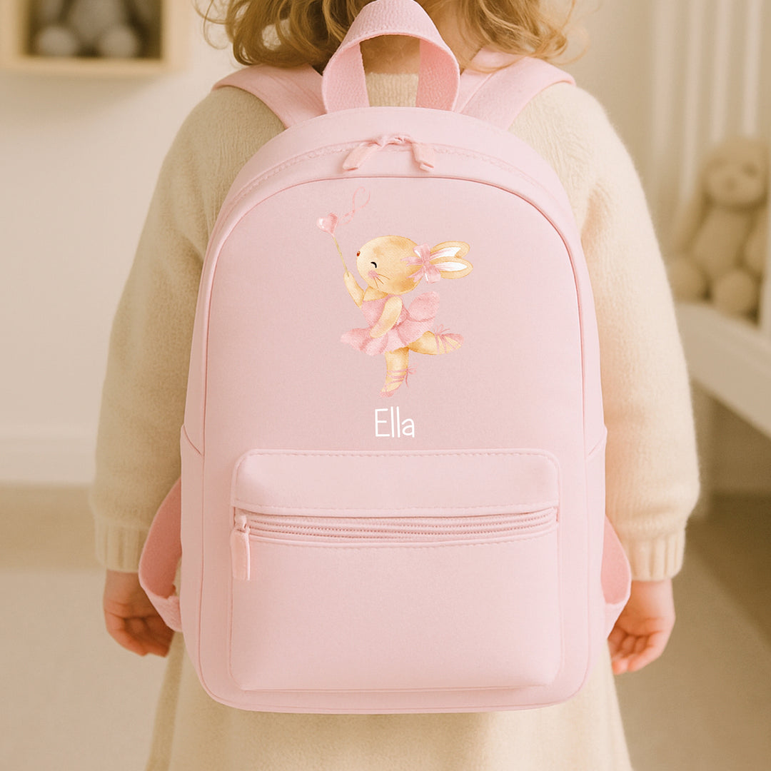 Personalised Pink Ballerina Bunny Backpack