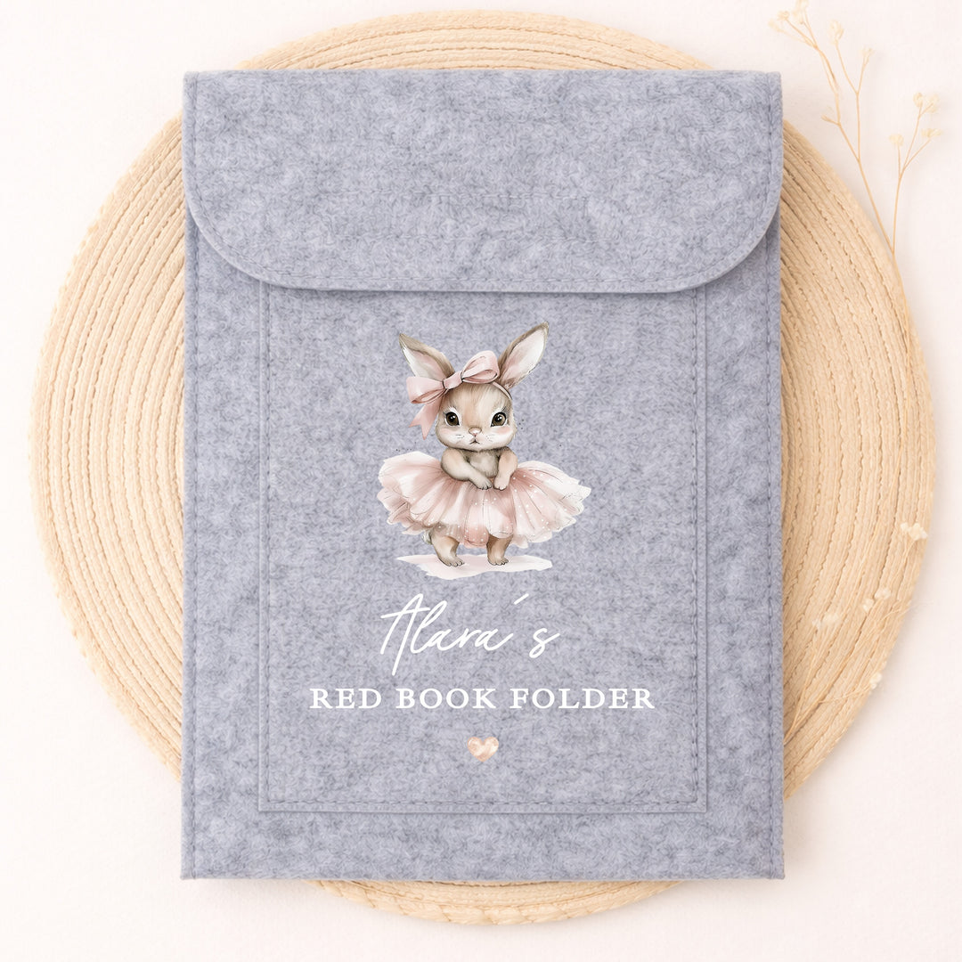 Personalised Pink Ballerina Bunny Red Book Cover