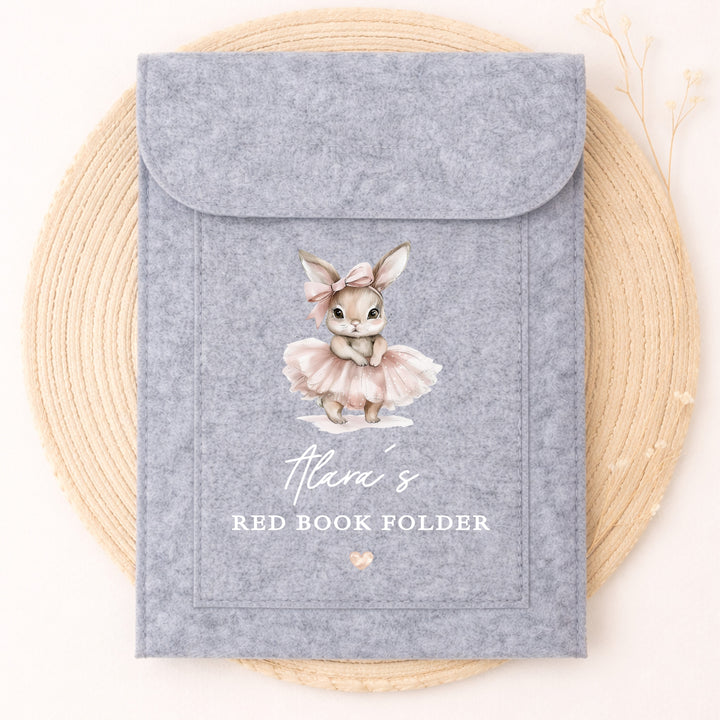 Personalised Pink Ballerina Bunny Red Book Cover