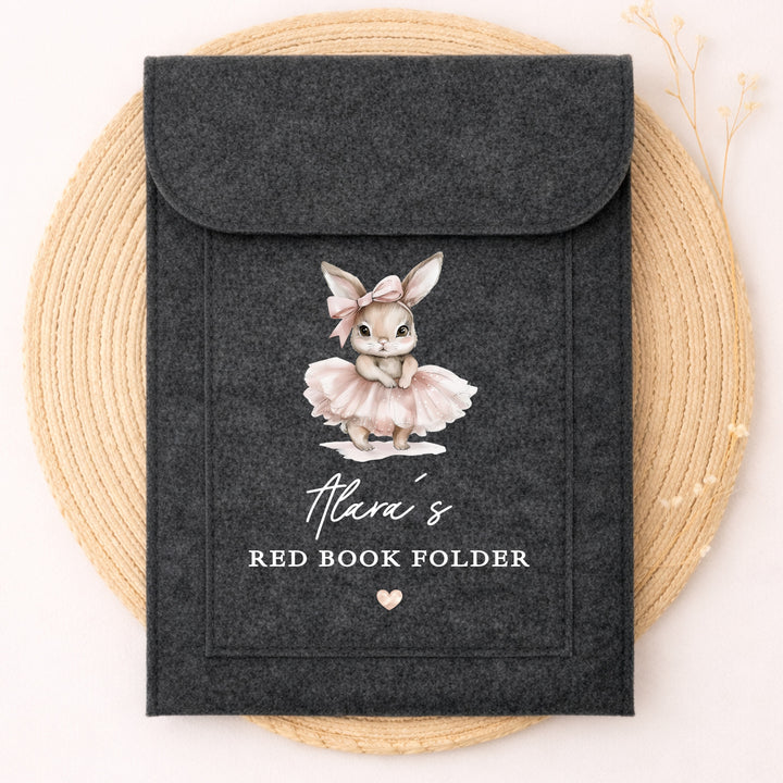 Personalised Pink Ballerina Bunny Red Book Cover