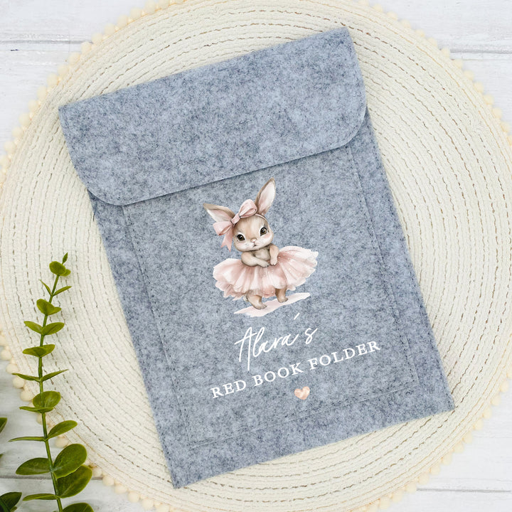 Personalised Pink Ballerina Bunny Red Book Cover