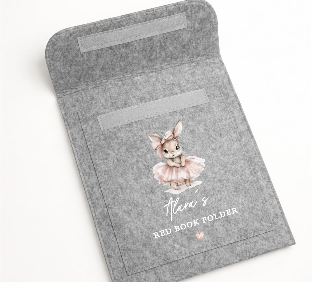 Personalised Pink Ballerina Bunny Red Book Cover
