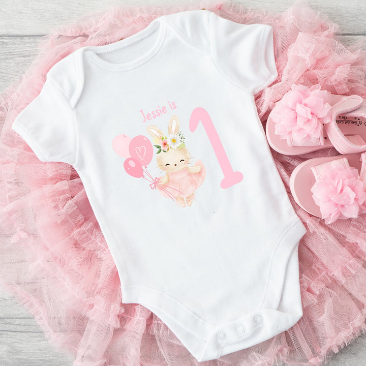 Personalised Ballerina Bunny Number Birthday Vest/T-shirt