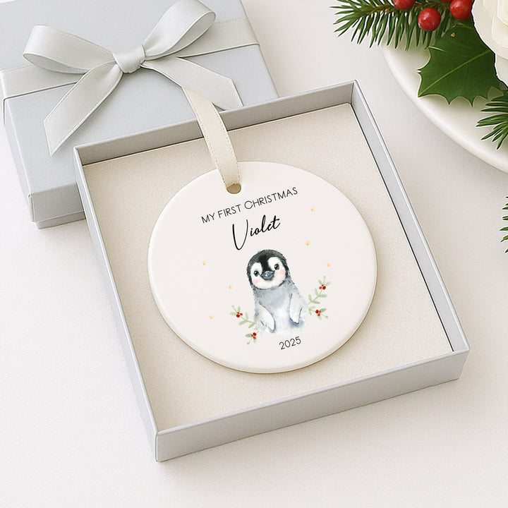 My First Christmas Little Penguin Ceramic Ornament