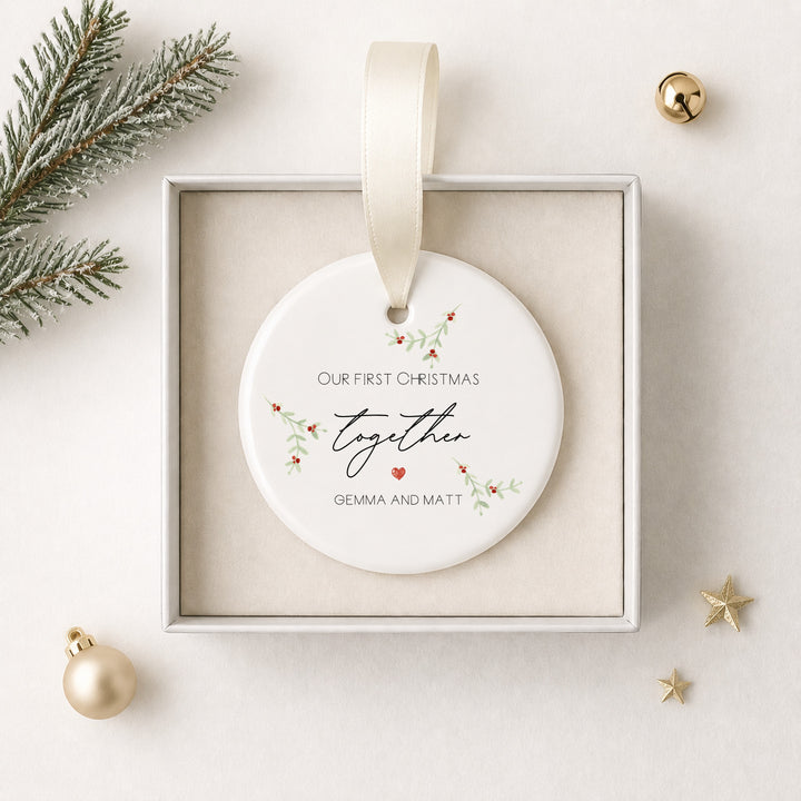 Personalised Our First Christmas Together Ceramic Christmas Bauble