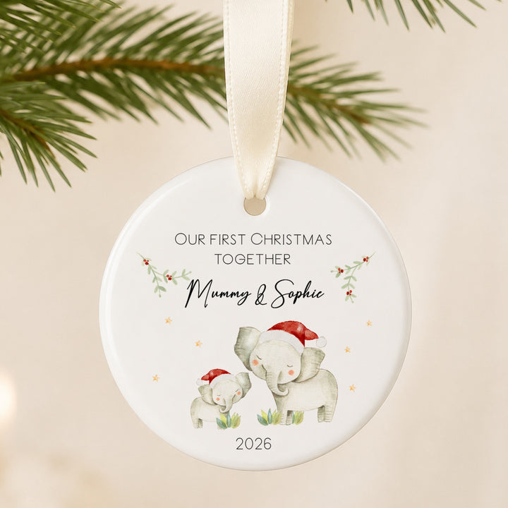 Personalised Ceramic Elephants Our First Christmas Together Bauable