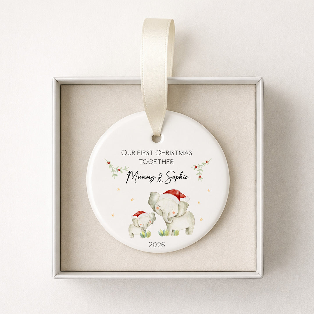 Personalised Ceramic Elephants Our First Christmas Together Bauable