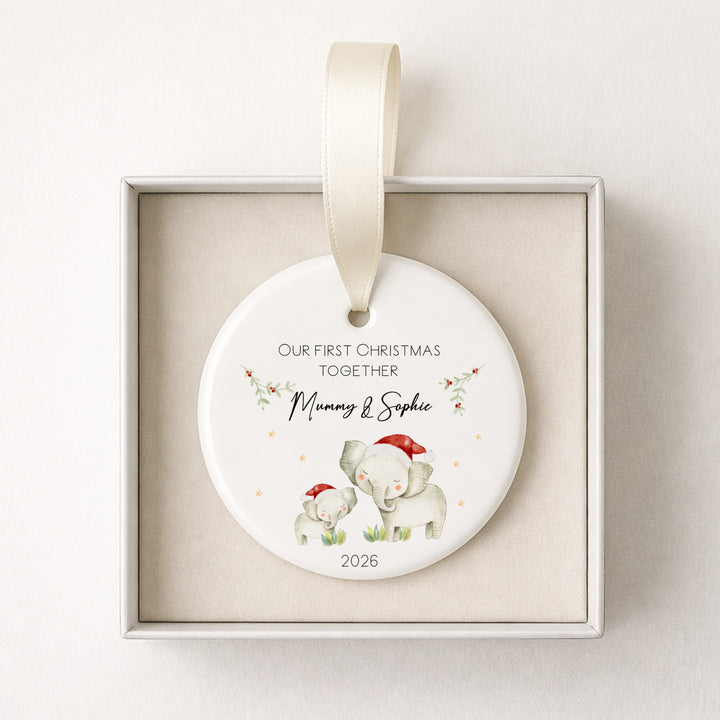 Personalised Ceramic Elephants Our First Christmas Together Bauable