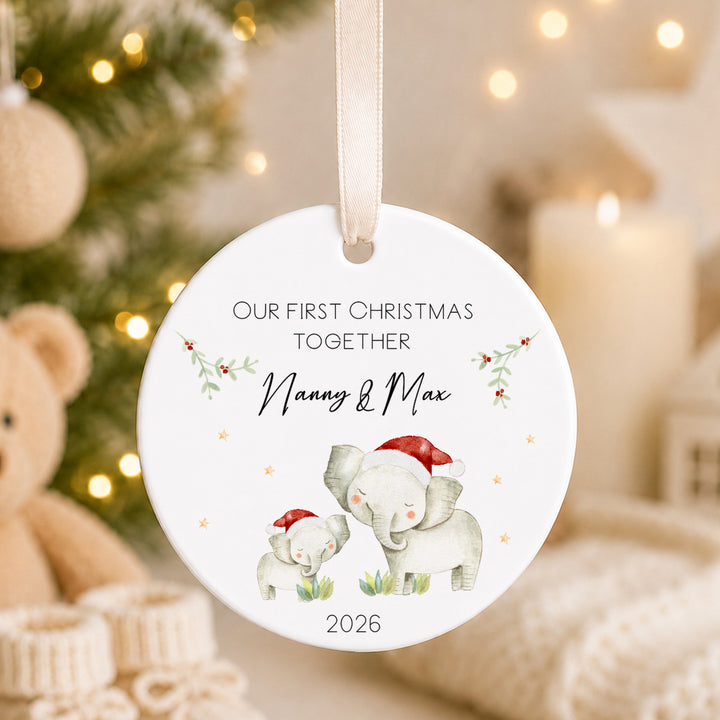 Personalised Ceramic Elephants Our First Christmas Together Bauable