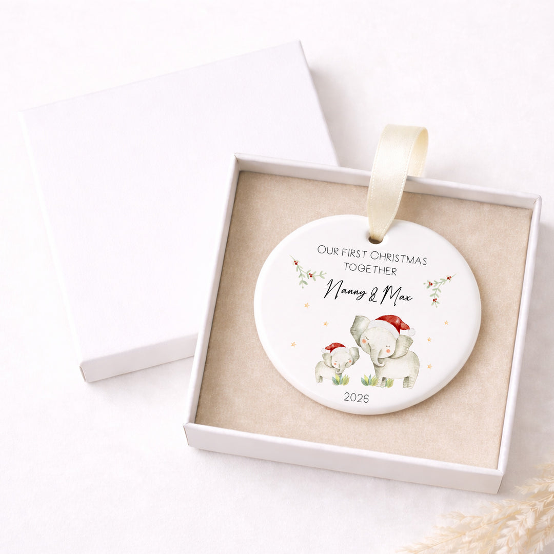 Personalised Ceramic Elephants Our First Christmas Together Bauable