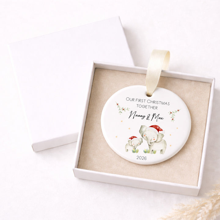 Personalised Ceramic Elephants Our First Christmas Together Bauable