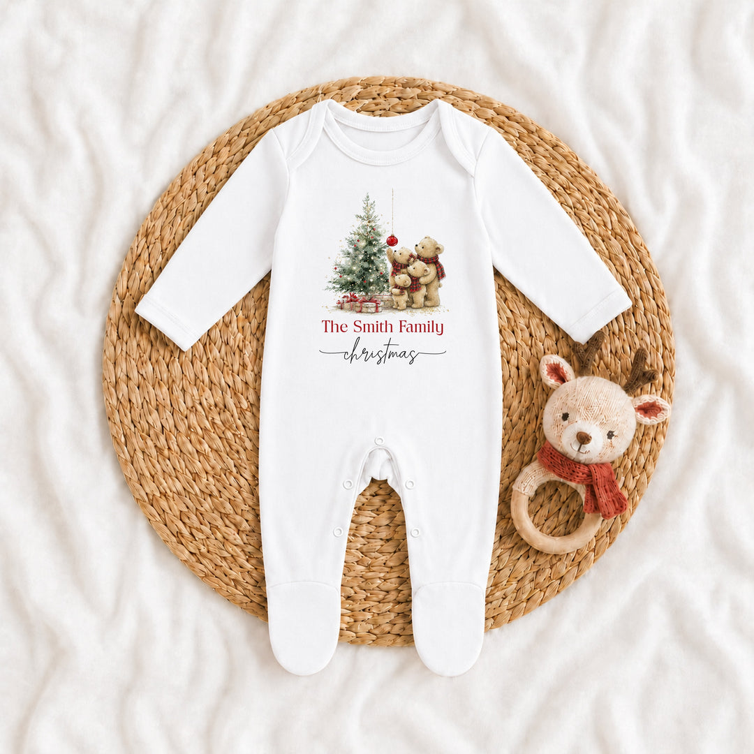 Personalised Teddy Bear Family Matching Tartan Christmas Pyjamas