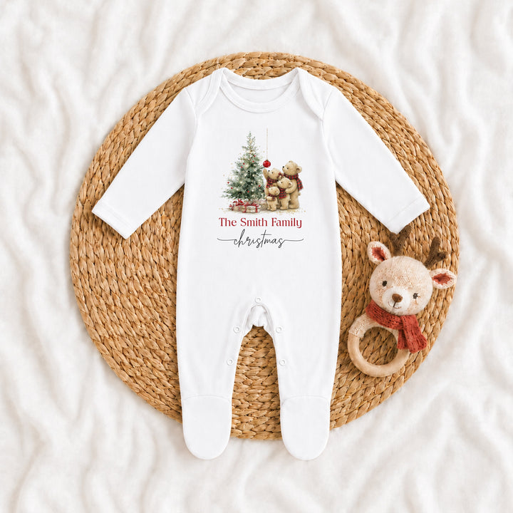 Personalised Teddy Bear Family Matching Tartan Christmas Pyjamas