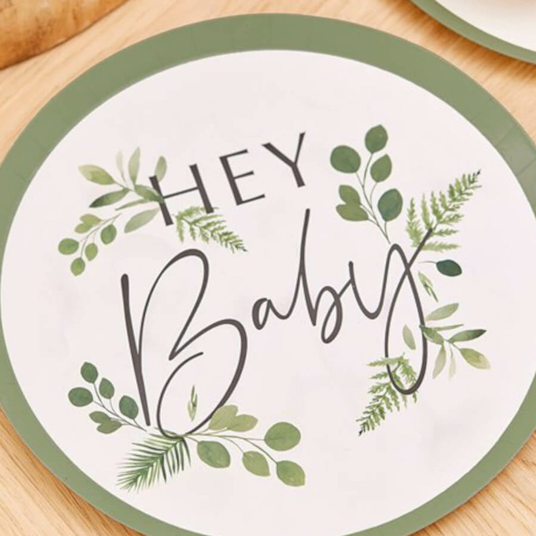 Botanical Baby Paper Party Plates - 24CM