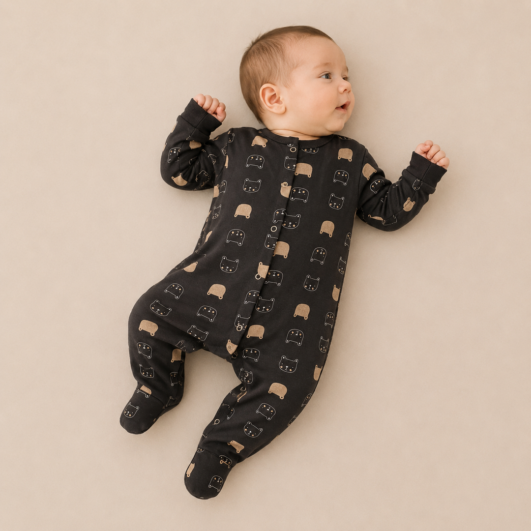 Unisex Biege Bears 3 Pack Baby Grows