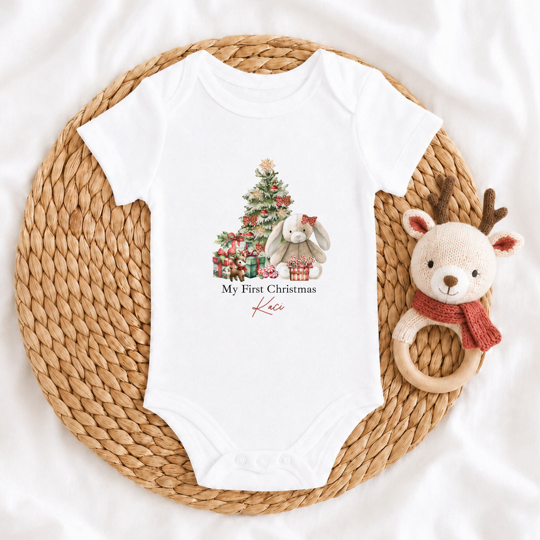 Personalised Red Rabbit My First Christmas Red Tutu &amp; Vest Set