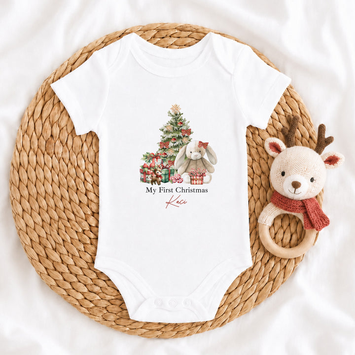 Personalised Red Rabbit My First Christmas Red Tutu &amp; Vest Set