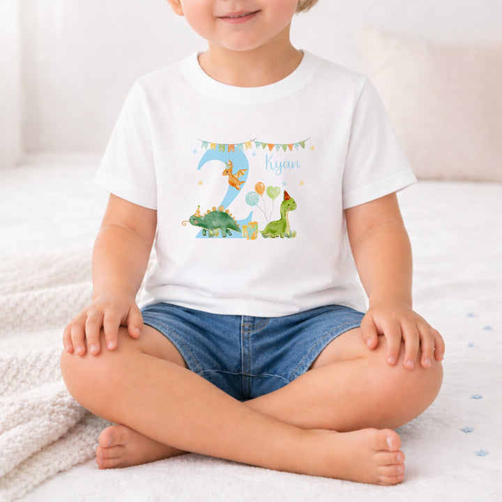 Personalised Blue Dinosaur Party Any Birthday T-shirt